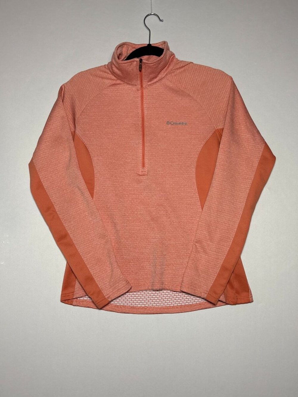 Columbia Heathered Coral Microfleece Quarter Zip Pullover Sweater Jacket Size S